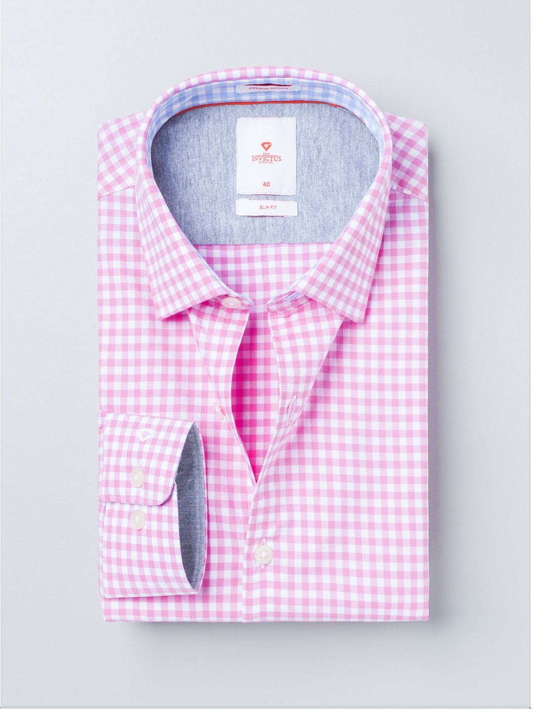 

INVICTUS Pink & White Checked Slim Fit Casual Shirt