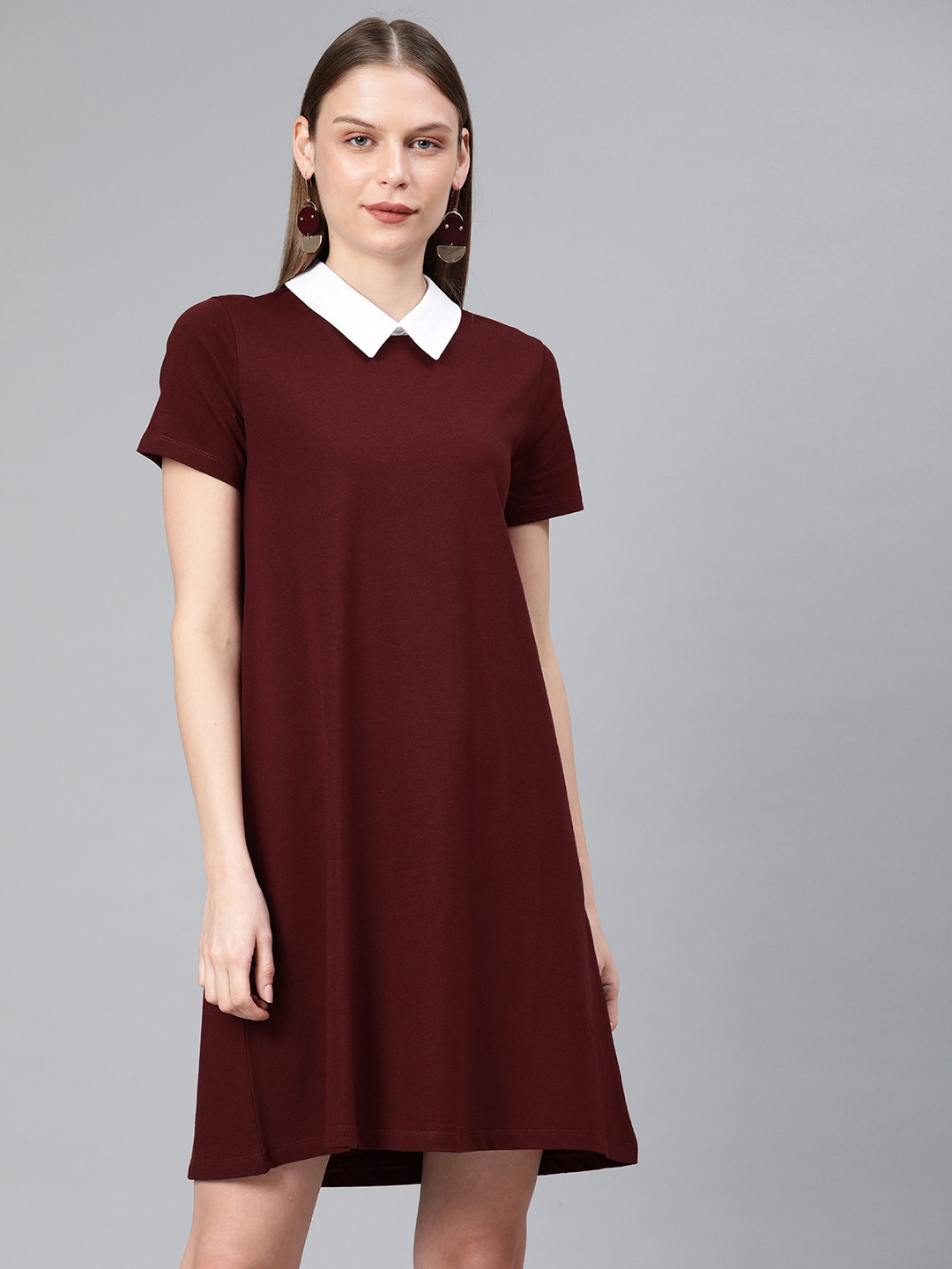 

Chemistry Women Maroon Solid T-shirt Dress