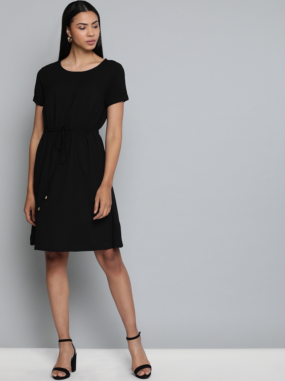 

Chemistry Women Black Solid A-Line Dress