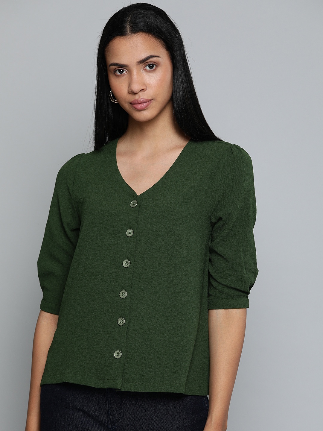 

Chemistry Olive Green V-Neck Top