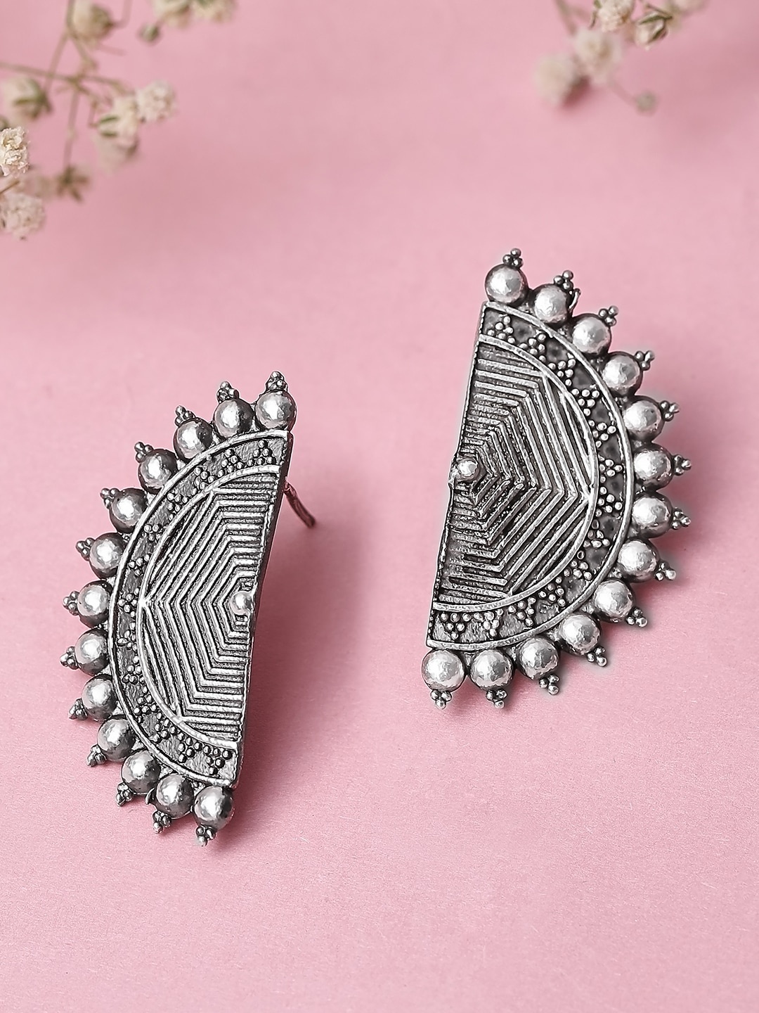 

Rubans Silver-Toned Oxidised Classic Studs
