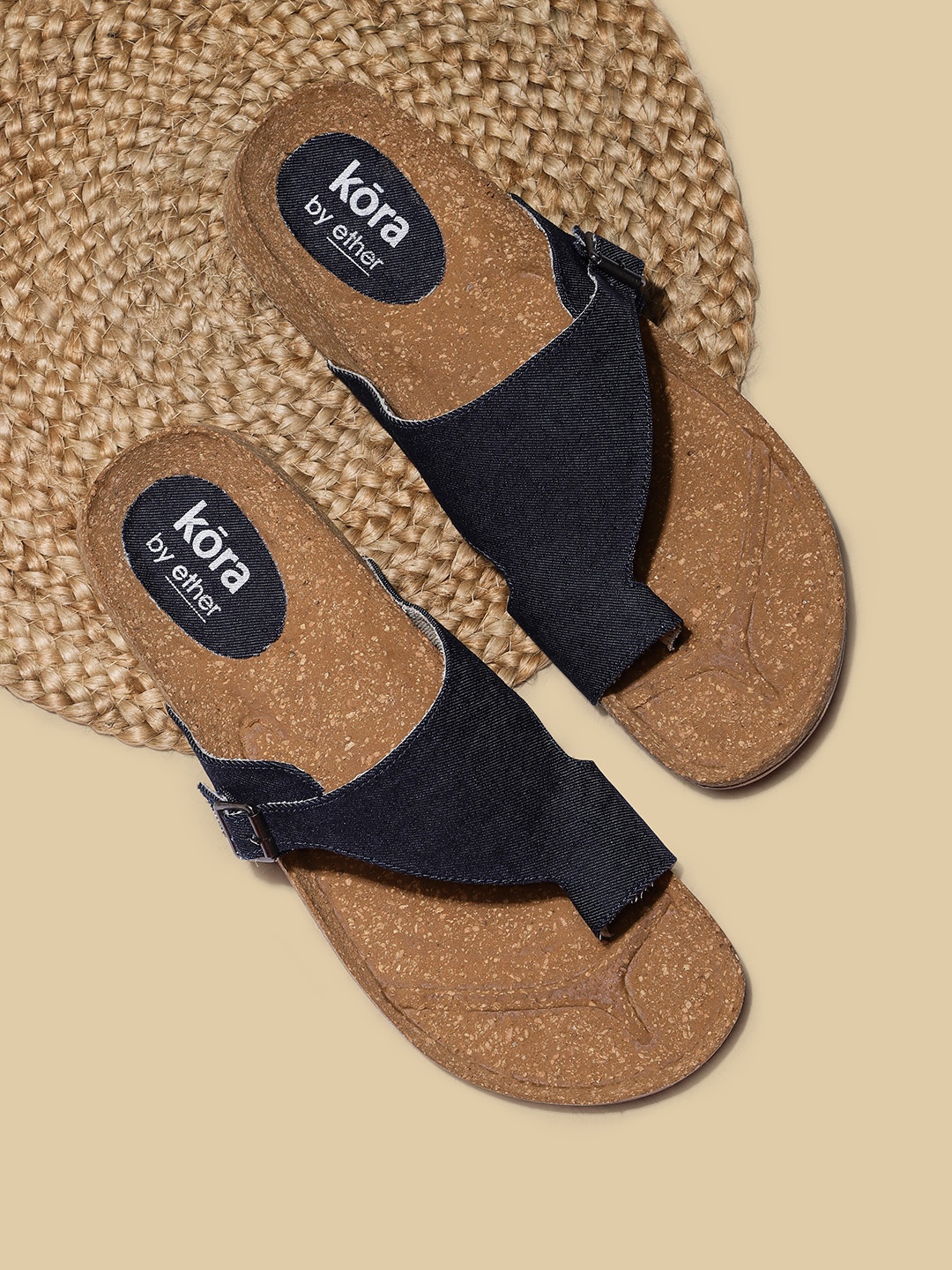 

Kora Collection Recycled Denim Sustainable Sandals, Navy blue