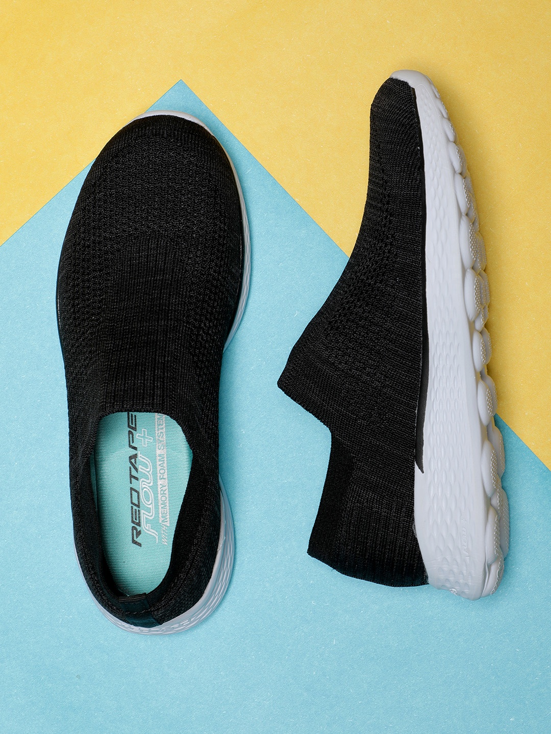 

Red Tape Women Black Textile Walking Shoes
