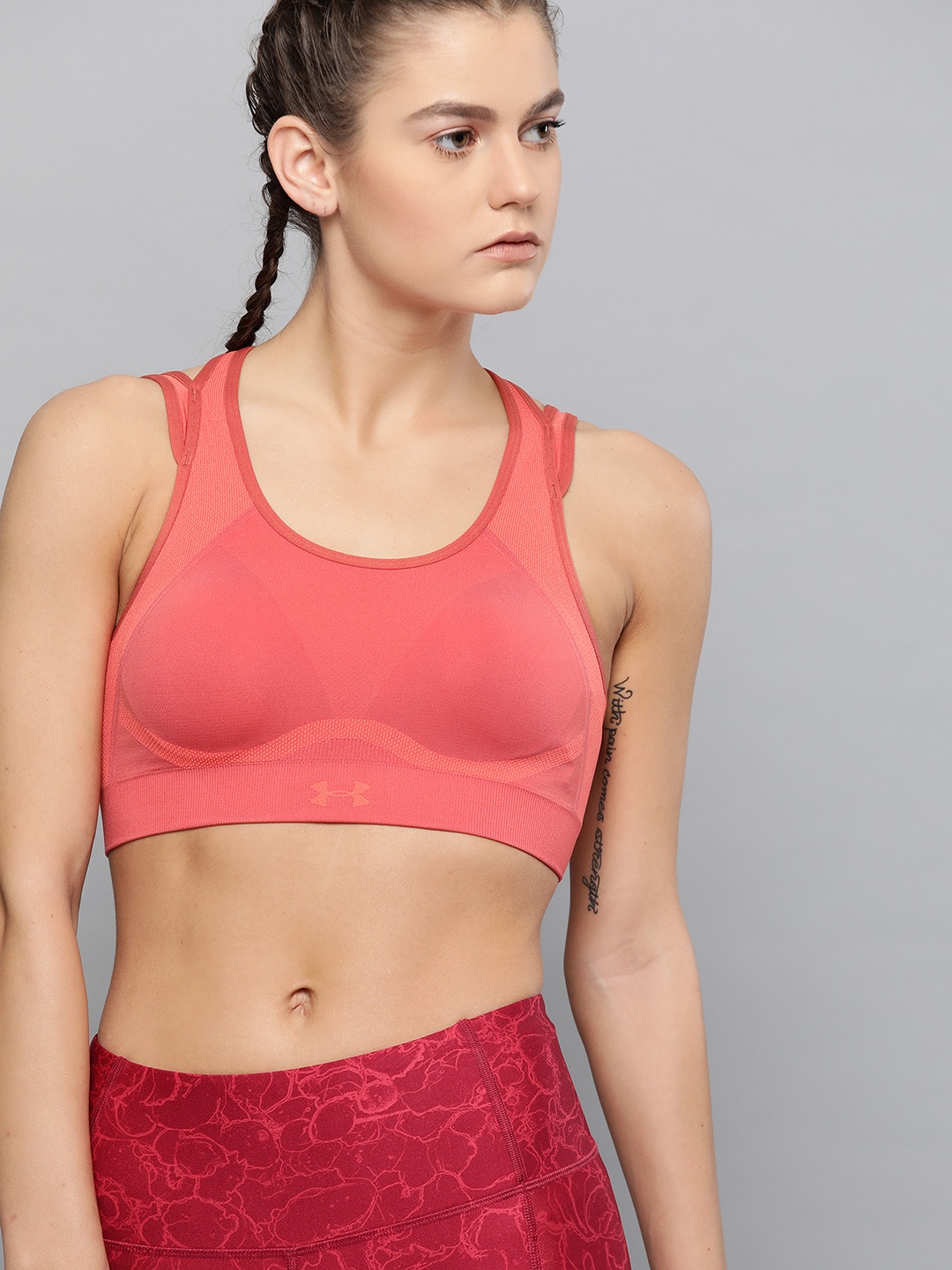 

UNDER ARMOUR Peach-Coloured Vanish Seamless Mid Sports Bra 1344326-692