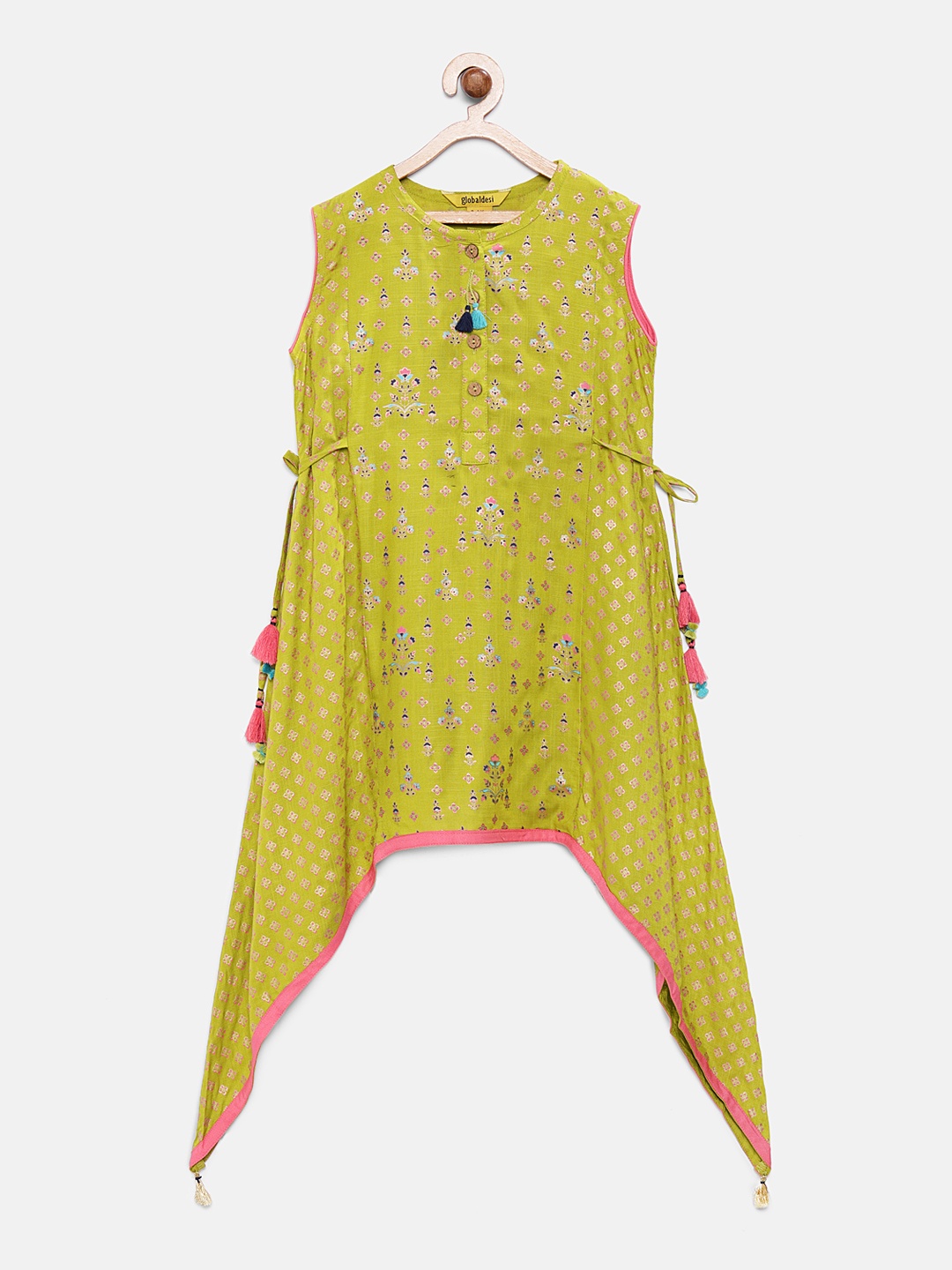 

Global Desi Girls Printed Green A-Line Ethnic Dress