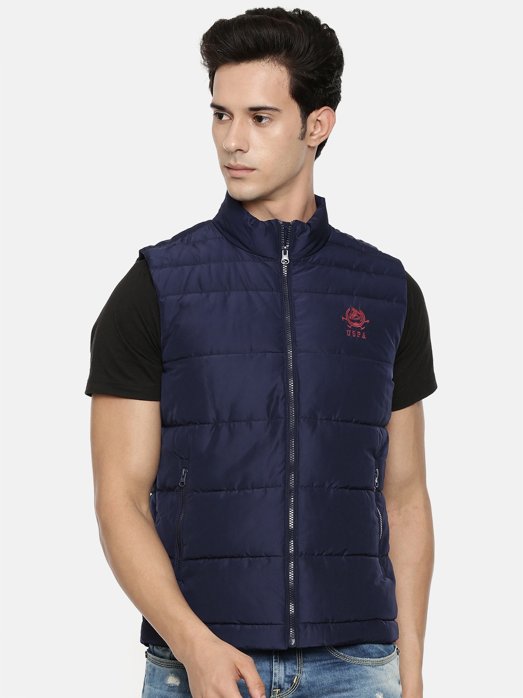 

U.S. Polo Assn. Men Navy Blue Solid Puffer Jacket