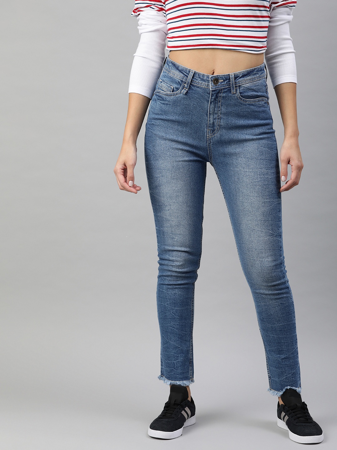 

The Roadster Lifestyle Co Women Blue Skinny Fit High-Rise Clean Look Stretchable Jeans