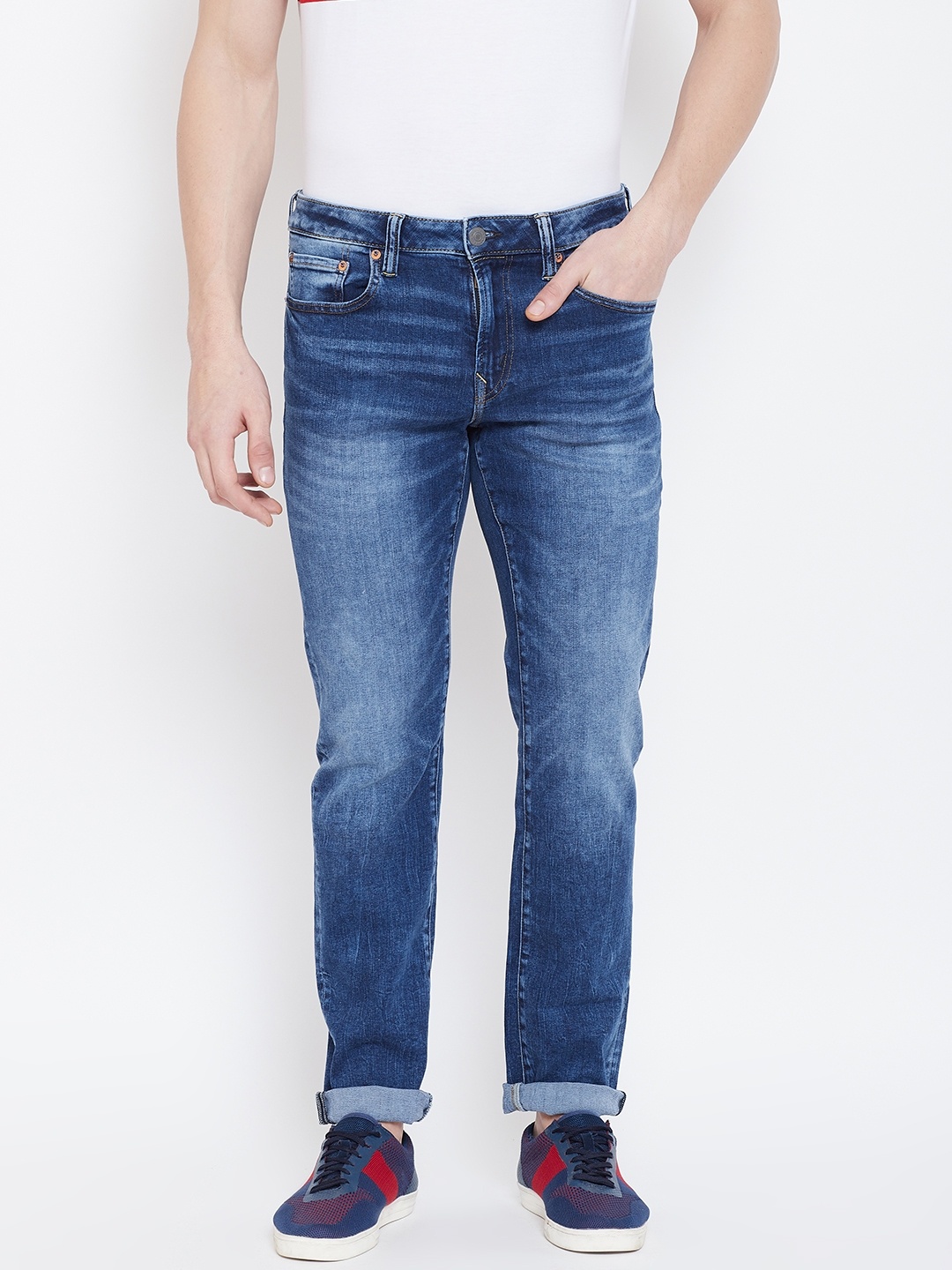

AMERICAN EAGLE OUTFITTERS Men Blue Slim Fit Mid-Rise Clean Look Stretchable Jeans