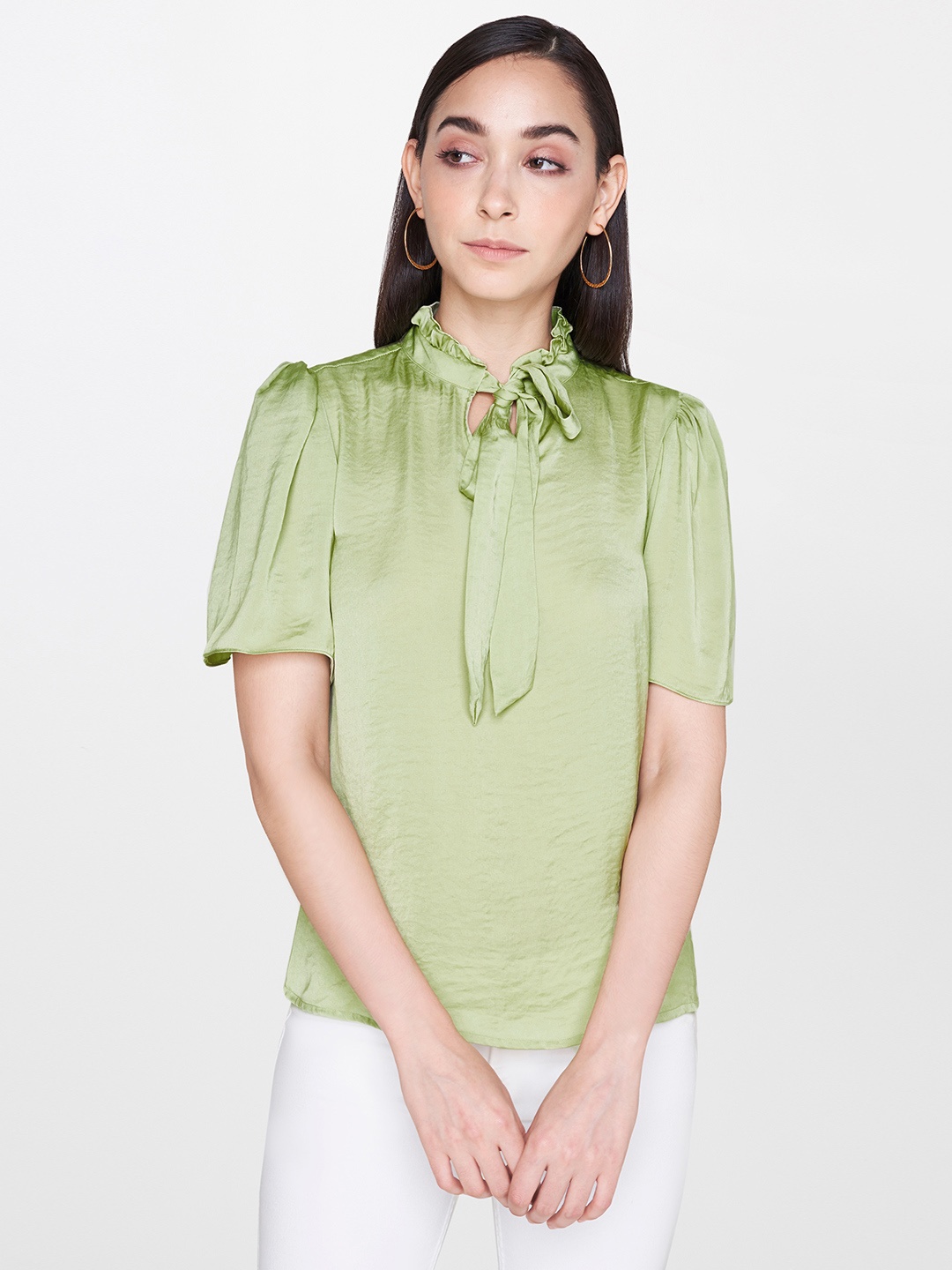 

AND Women Green Solid Top