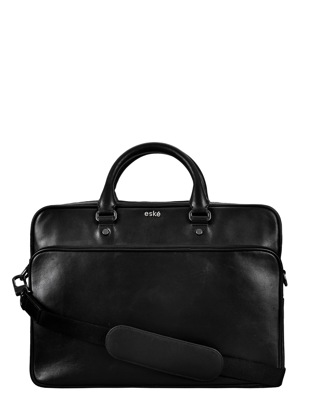 

Eske Men Black Solid Leather Laptop Bag