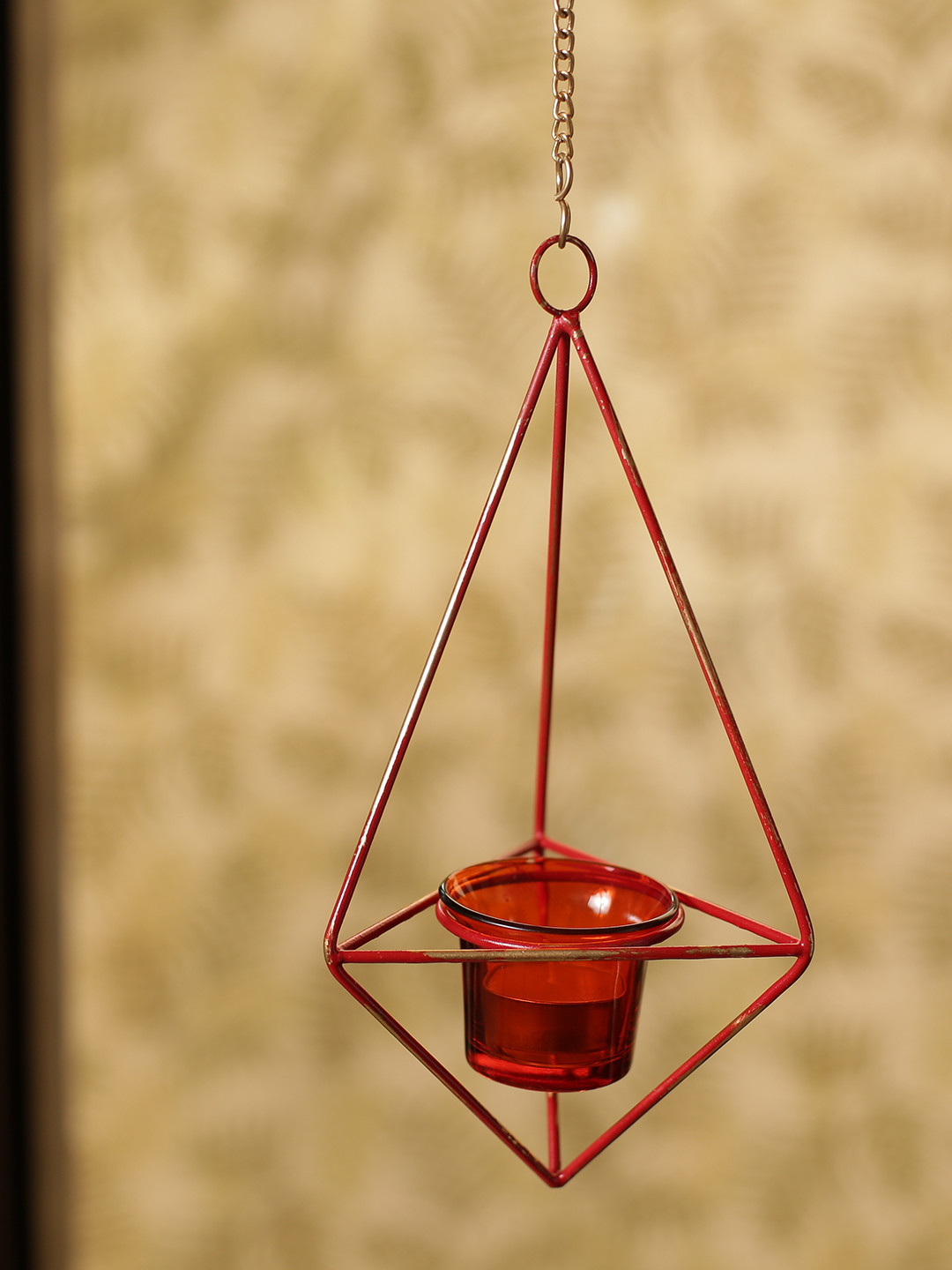 

ExclusiveLane Red Rustic Crystal Hanging Tea-Light Holder