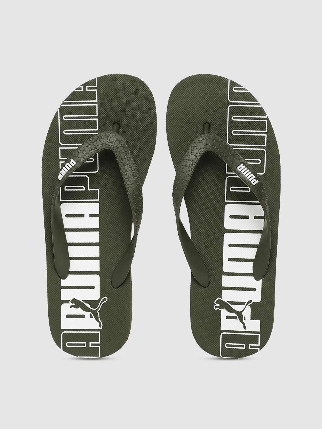 

Puma Men Olive Green Textured Thong Flip-Flops