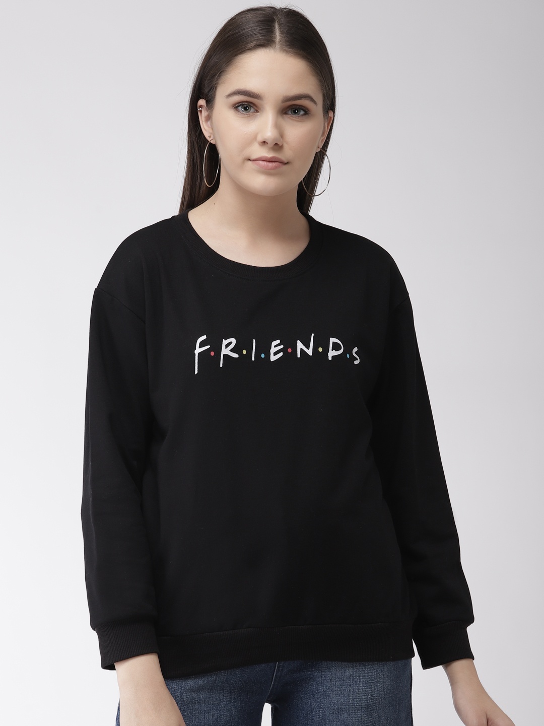 

plusS Women Black & White Printed Sweatshirt