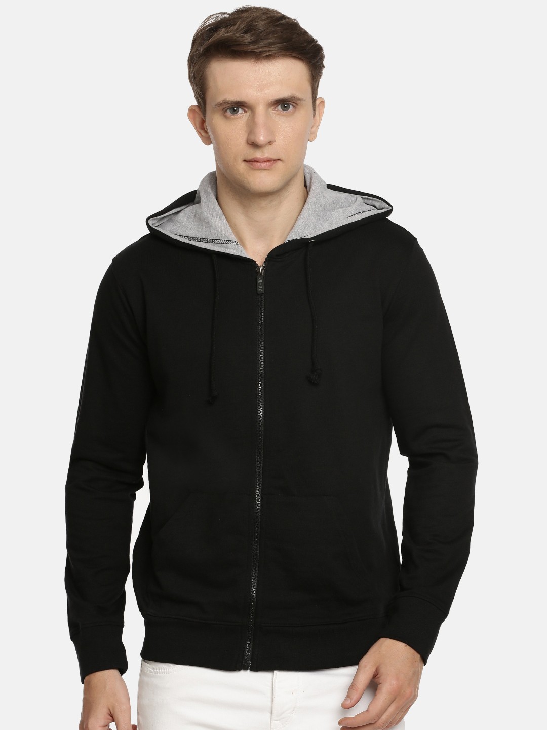 

ARISE Men Black Solid Hooded Sweatshirt