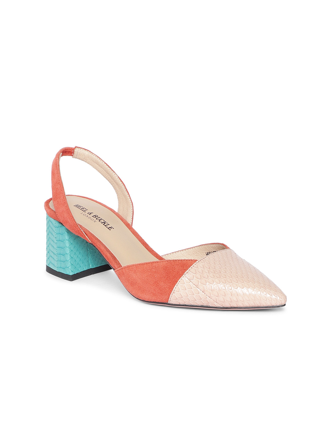 

Heel & Buckle London Women Orange & Nude-Coloured Colourblocked Sandals