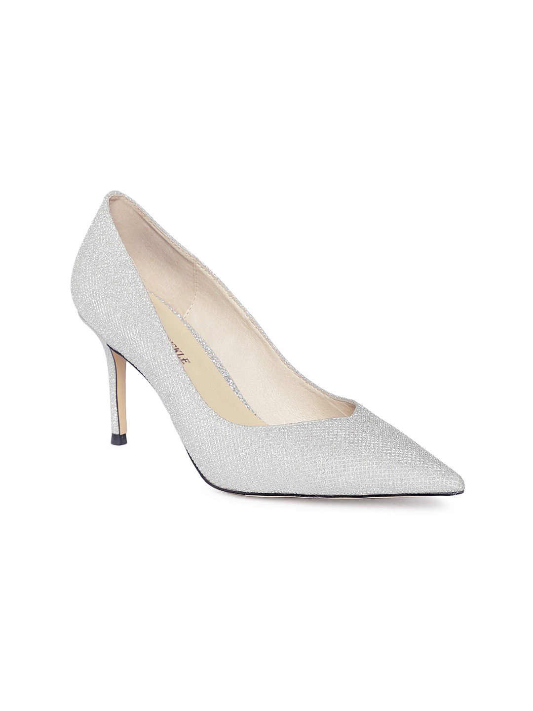 

Heel & Buckle London Women Silver-Toned Leather Embellished Pumps