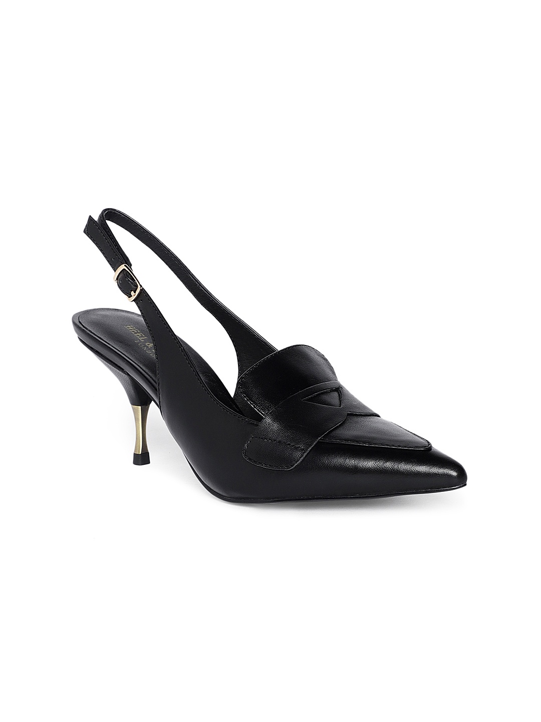 

Heel & Buckle London Women Black Leather Solid Stilettos