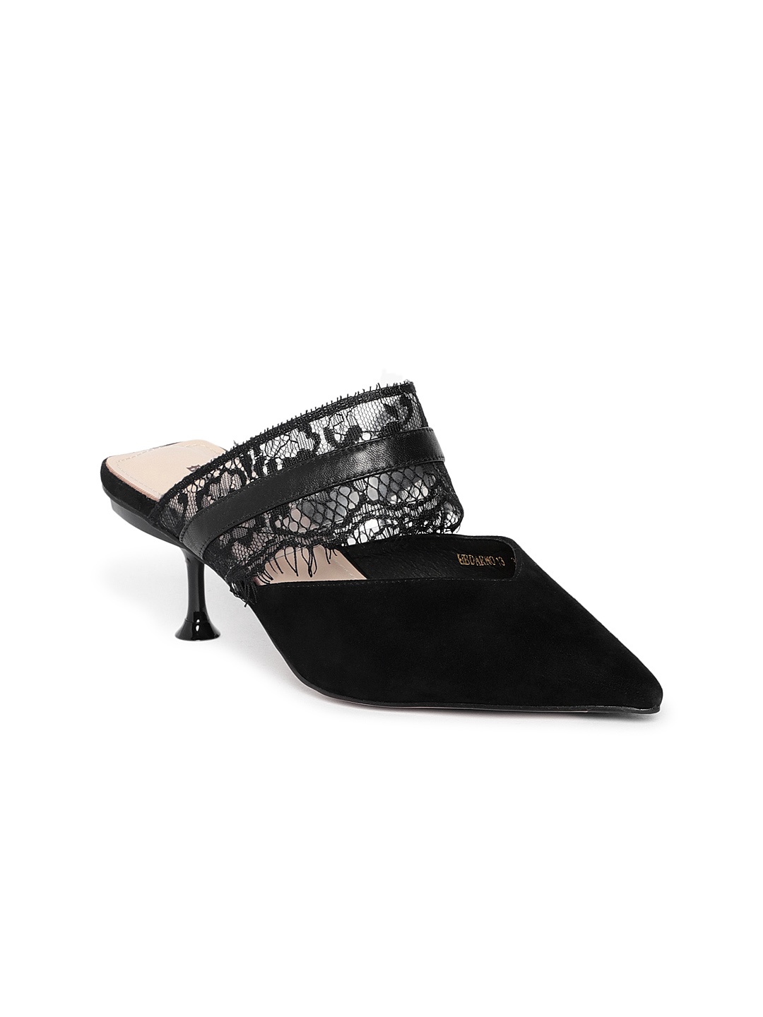 

Heel & Buckle London Women Black Solid Lace Mules