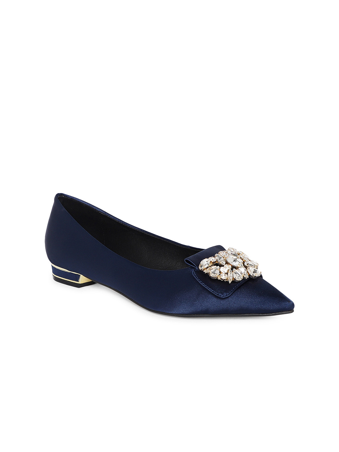 

Heel & Buckle London Women Navy Blue Solid Leather Ballerinas
