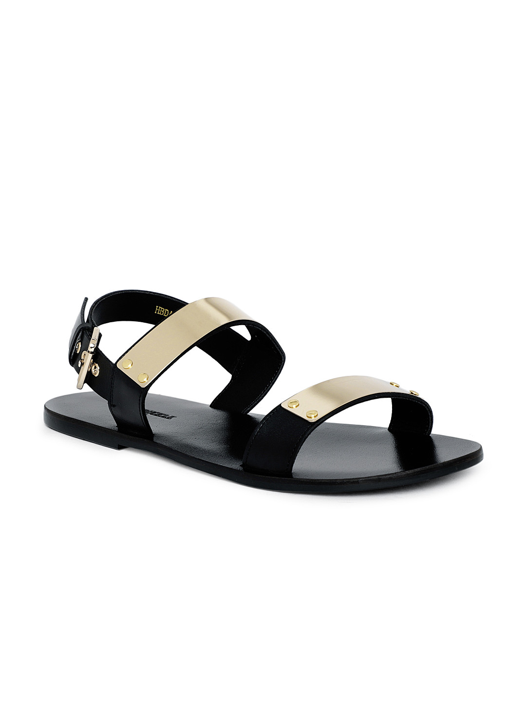 

Heel & Buckle London Men Black & Beige Leather Comfort Sandals