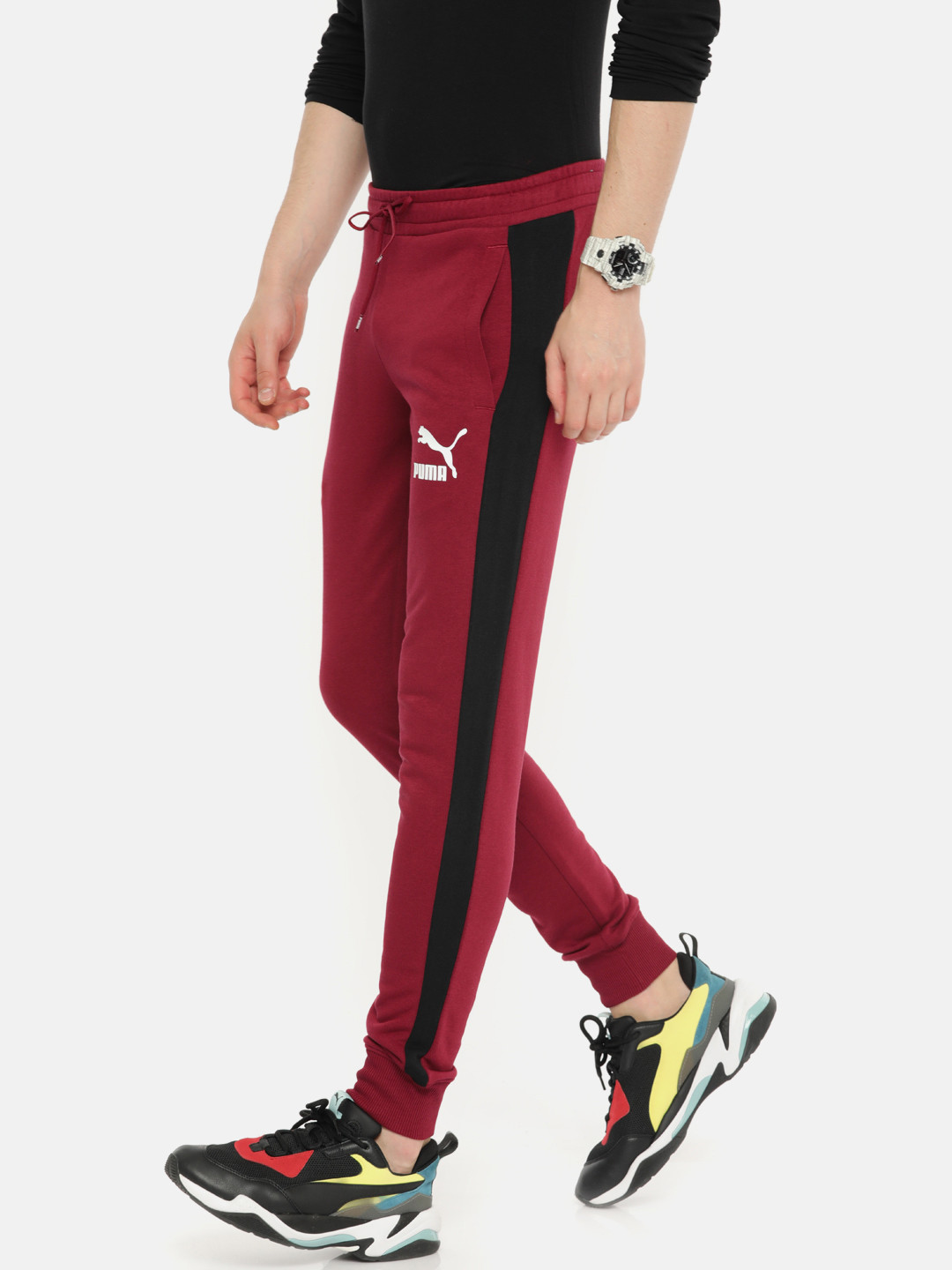 

Puma Men Maroon Solid Straight Fit Iconic T7 Track Joggers