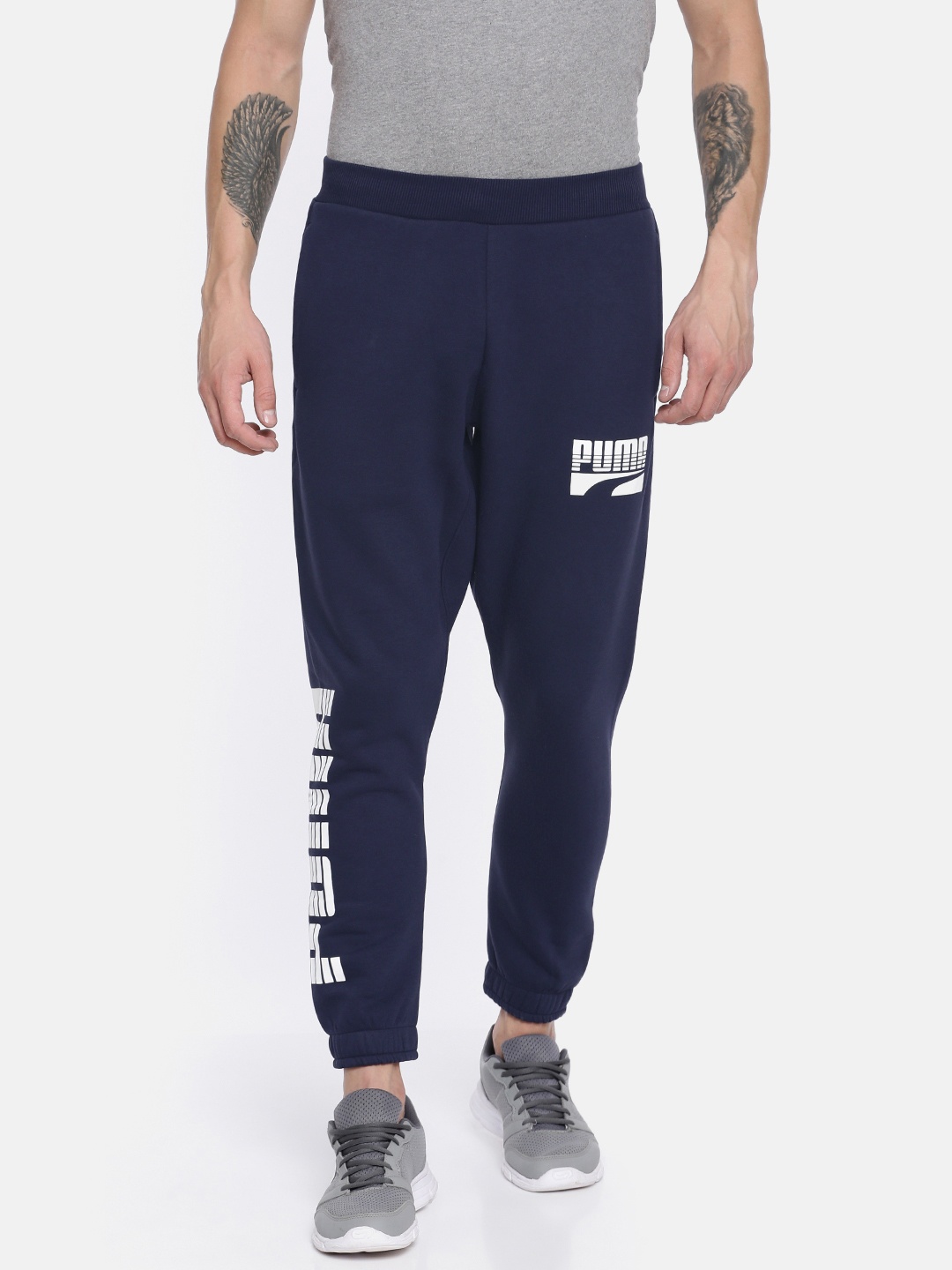 

Puma Men Navy Blue Solid Straight Fit Rebel Bold FL Joggers