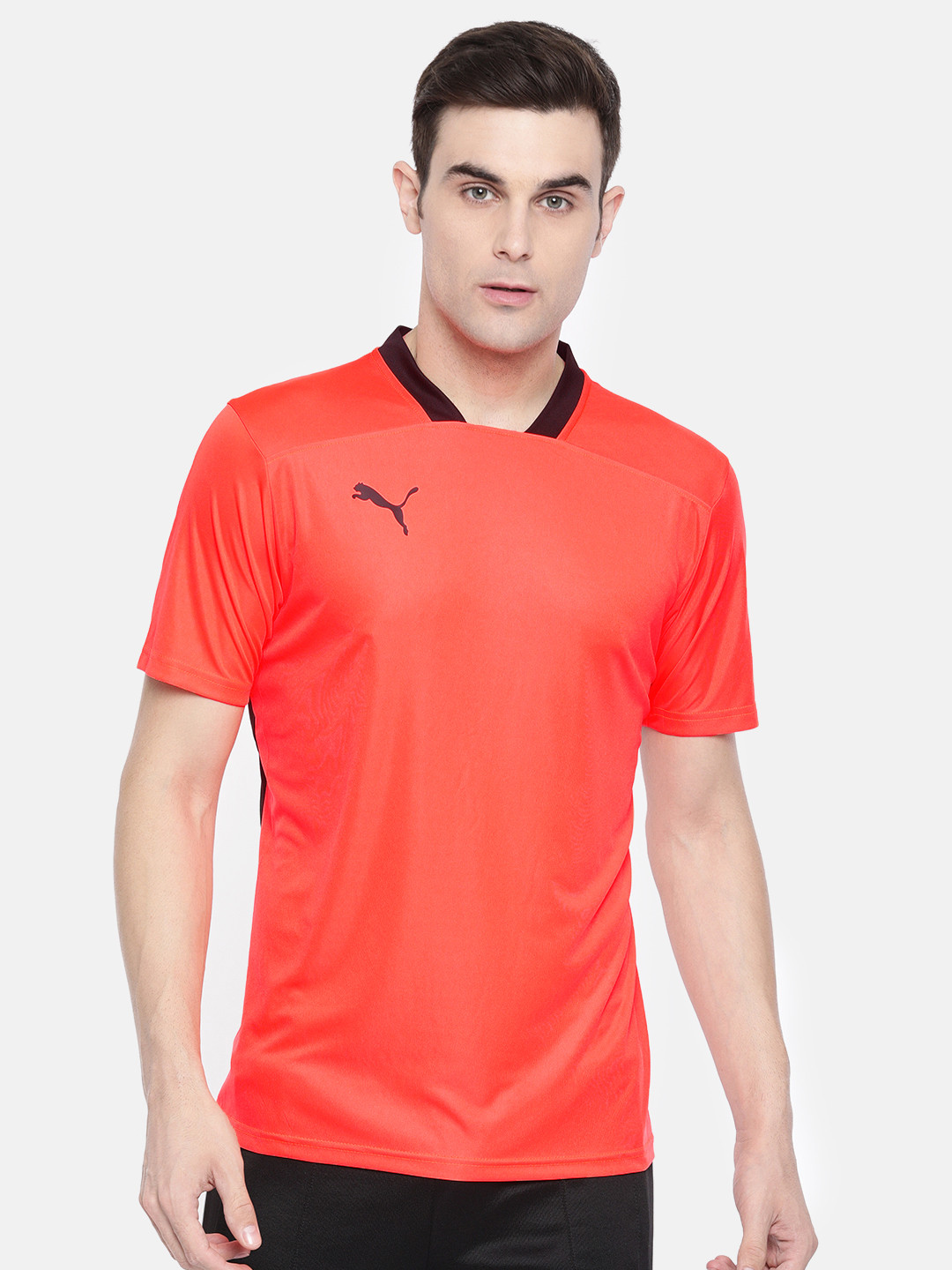 

Puma Men Orange Solid ftblNXT Dry Cell Slim Fit Round Neck T-shirt