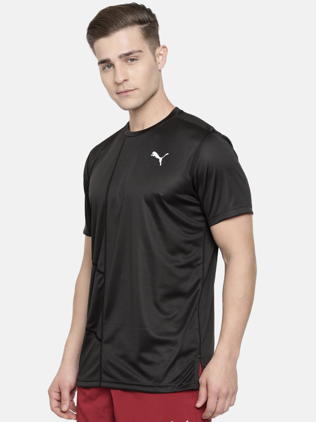 

Puma Men Black Solid Ignite S S Round Neck Running T-shirt