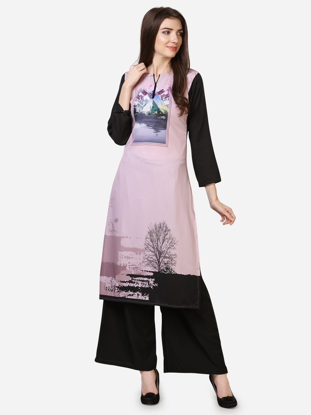 

Florence Women Pink Printed A-Line Kurta