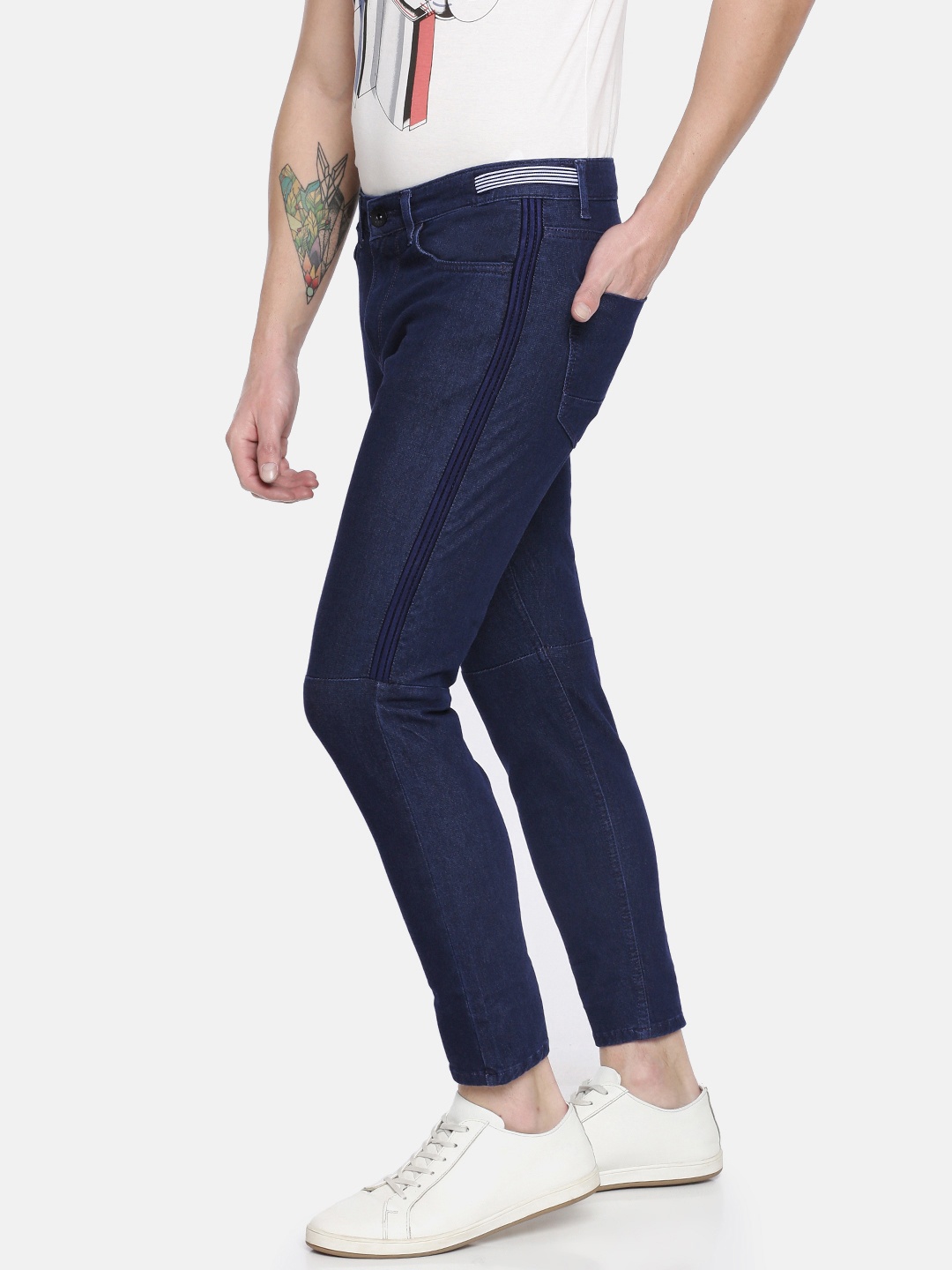 

SPYKAR Men Blue Skinny Fit Low-Rise Clean Look Stretchable Cropped Jeans