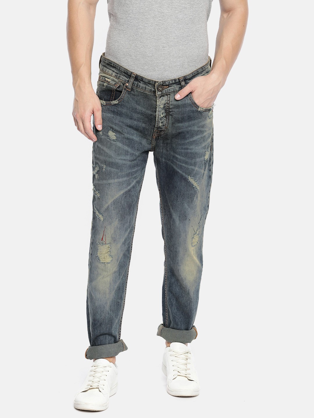 

SPYKAR Men Blue Ultra Skinny Fit Low-Rise Mildly Distressed Stretchable Jeans
