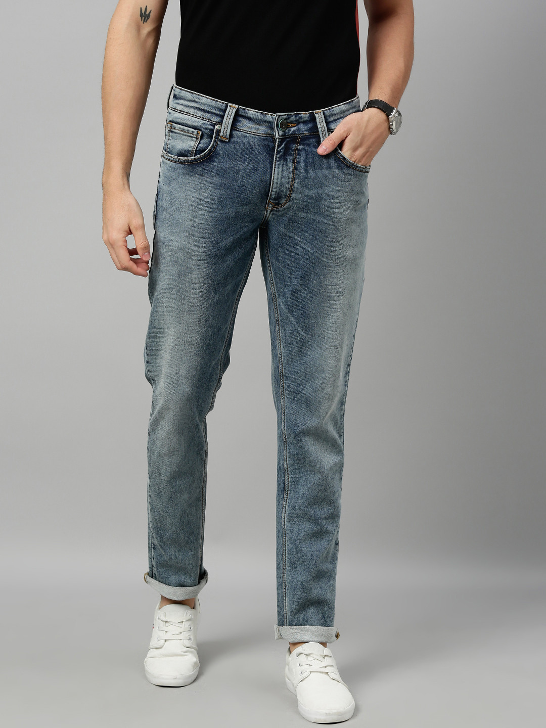 

SPYKAR Men Blue Skinny Fit Low-Rise Clean Look Stretchable Jeans