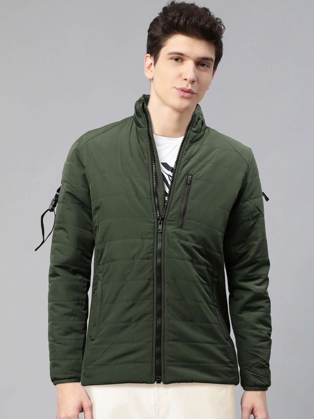 

SPYKAR Men Green Solid Padded Jacket, Olive