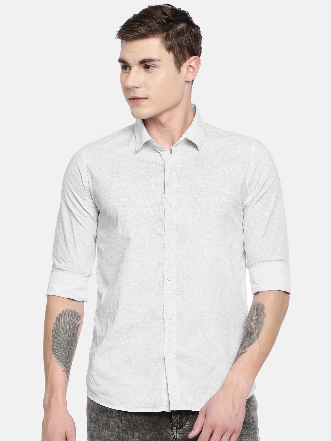 

SPYKAR Men White & Blue Slim Fit Printed Casual Shirt