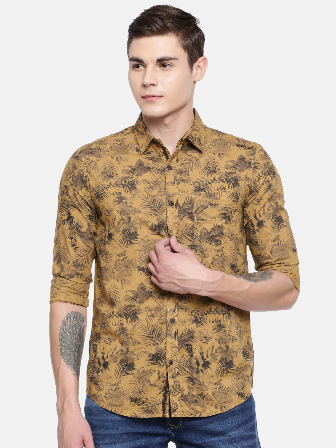 

SPYKAR Men Khaki & Grey Slim Fit Printed Casual Shirt