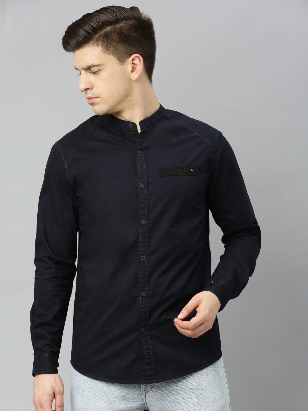 

SPYKAR Men Navy Blue Slim Fit Solid Casual Shirt