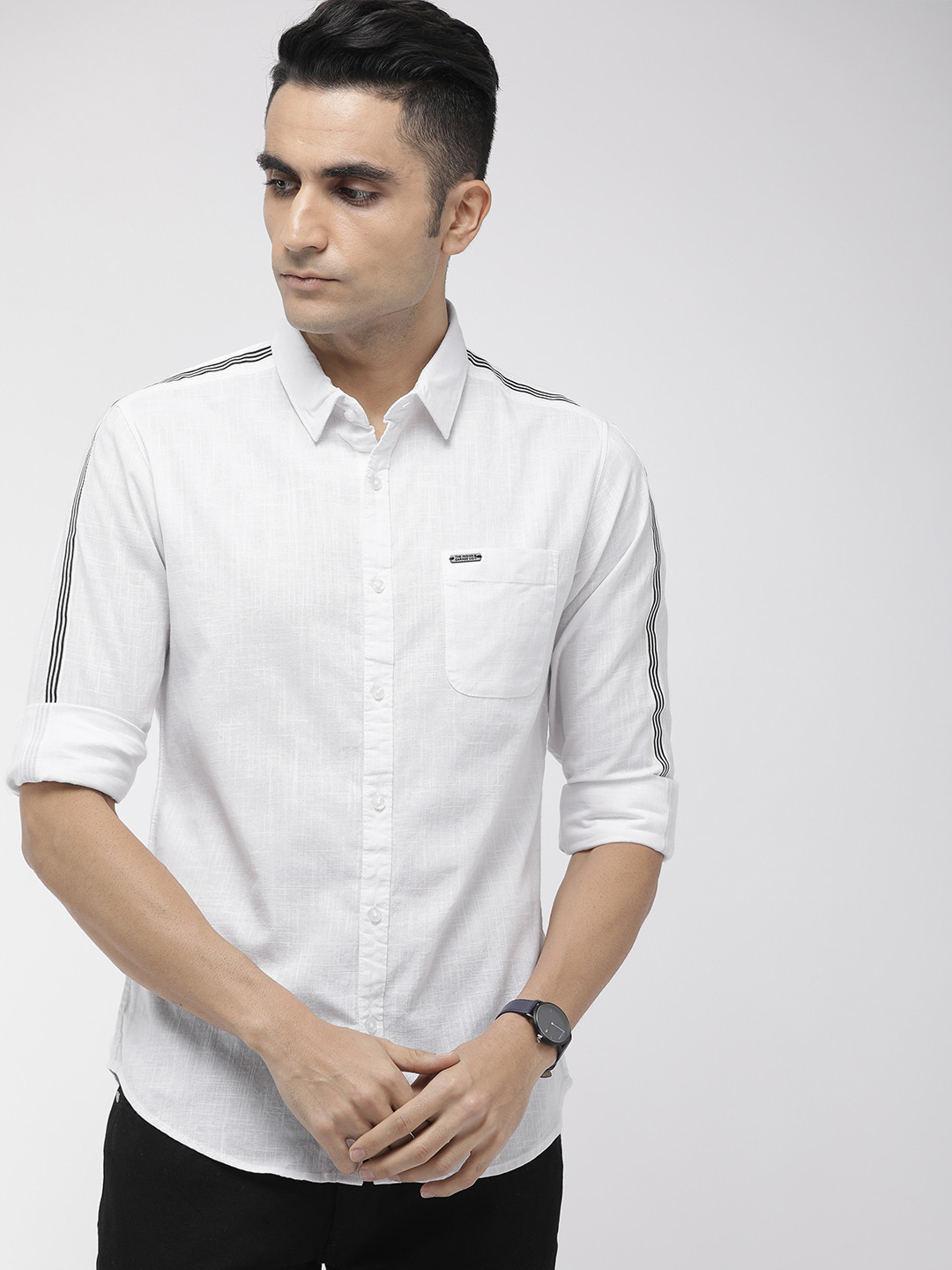

The Indian Garage Co Men White Slim Fit Solid Casual Shirt