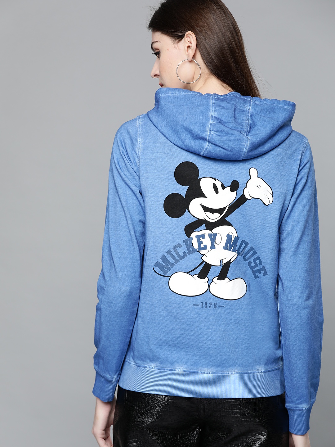 

Kook N Keech Disney Women Blue Printed Back Hooded Sweatshirt