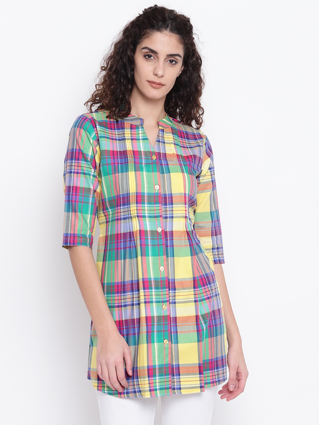 

One Femme Women Multicoloured Checked Tunic, Multi