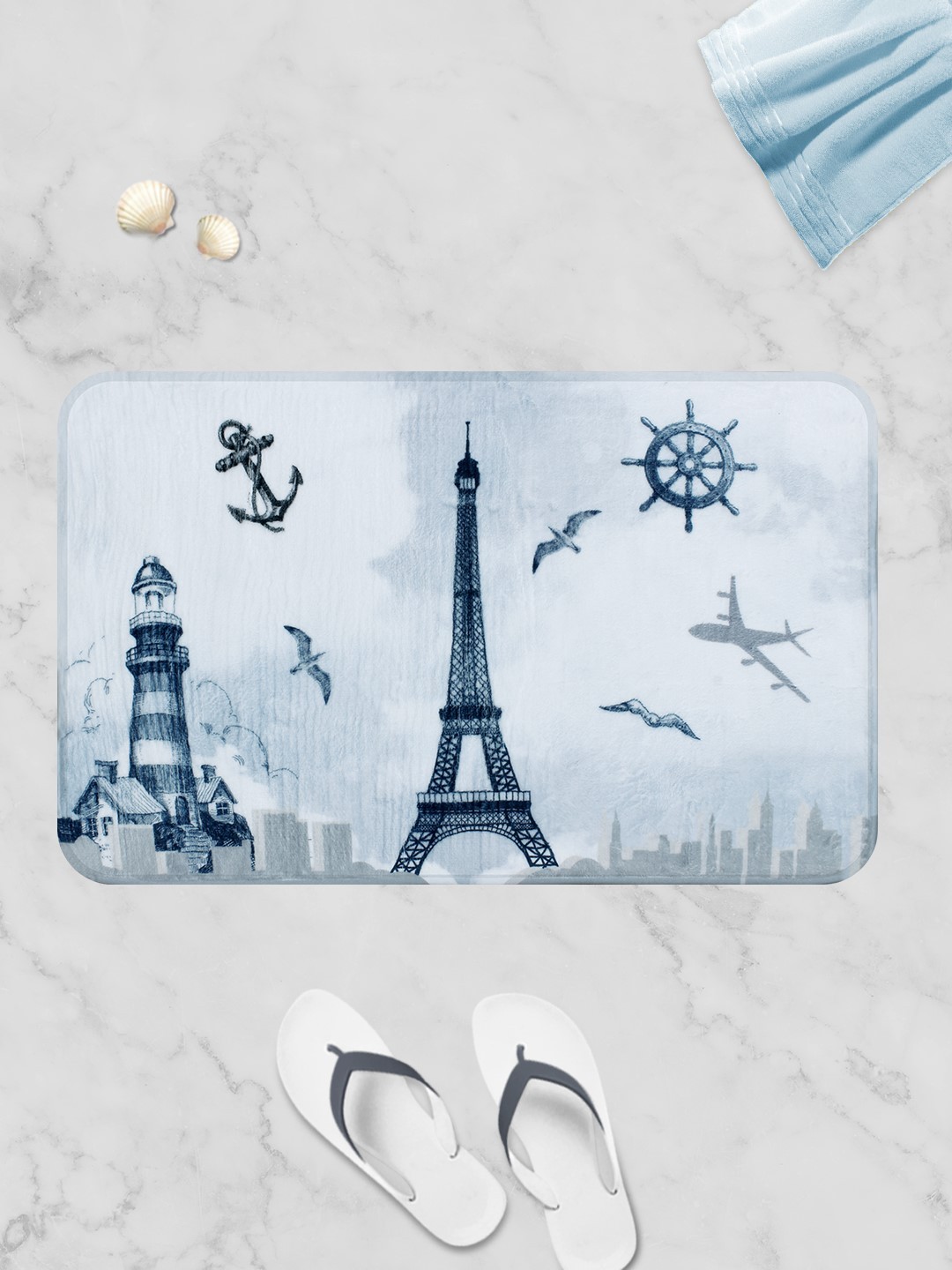 

Story@home White Printed Rectangular Bath Rug