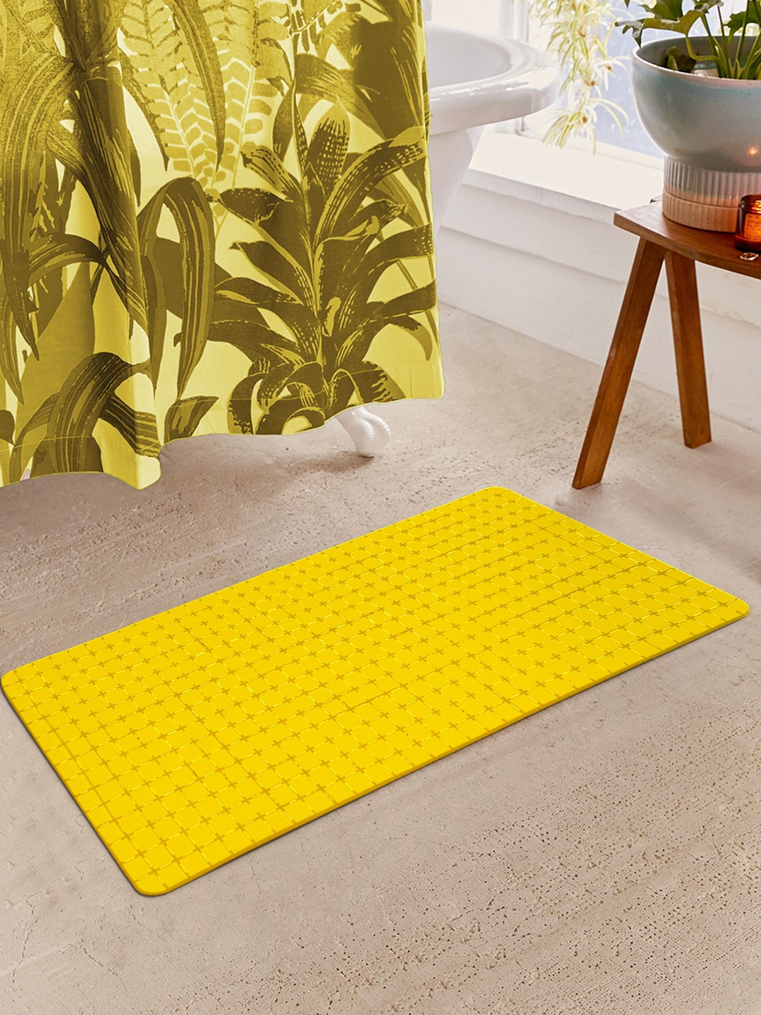 

Story@home Unisex Yellow Solid Anti-Skid Bath Rugs