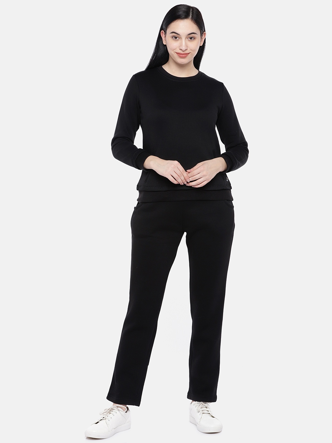 

Sweet Dreams Women Black Solid Tracksuit