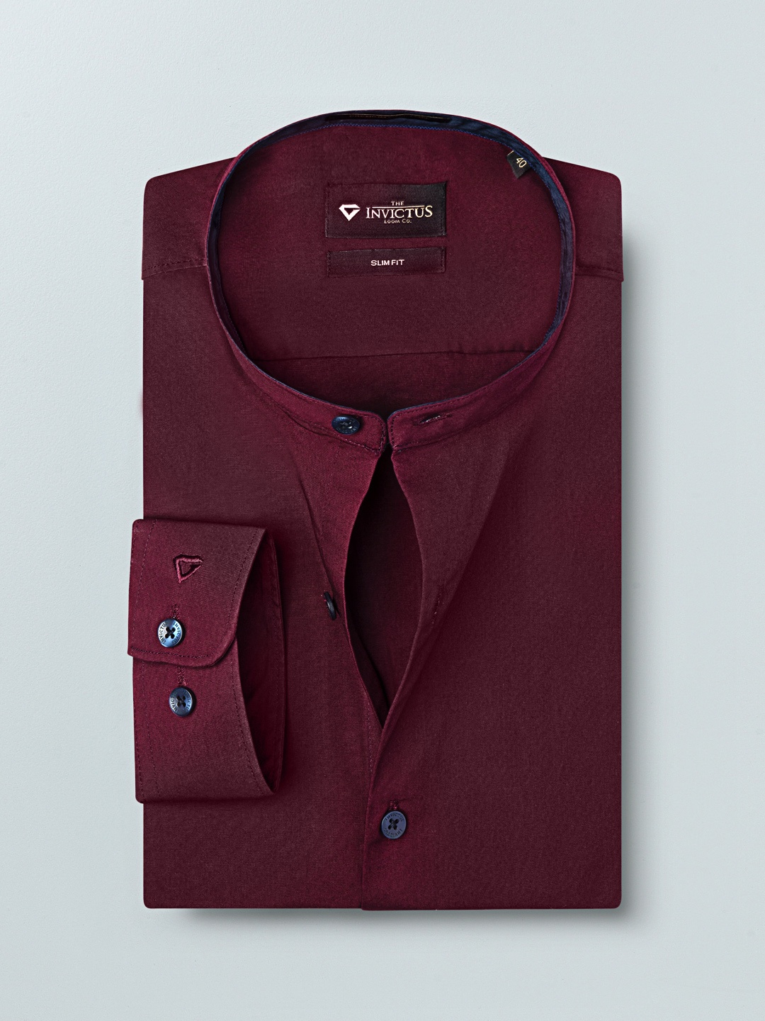 

INVICTUS Men Burgundy Slim Fit Solid Stretch Formal Shirt