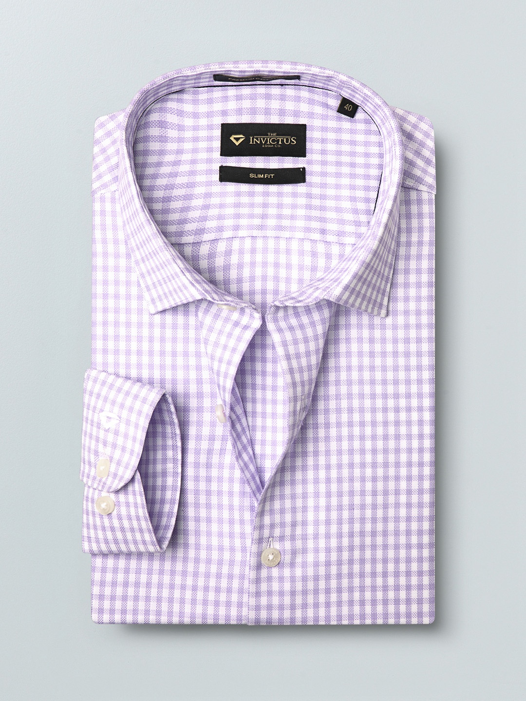 

INVICTUS Men Purple & White Slim Fit Checked Sustainable Formal Shirt