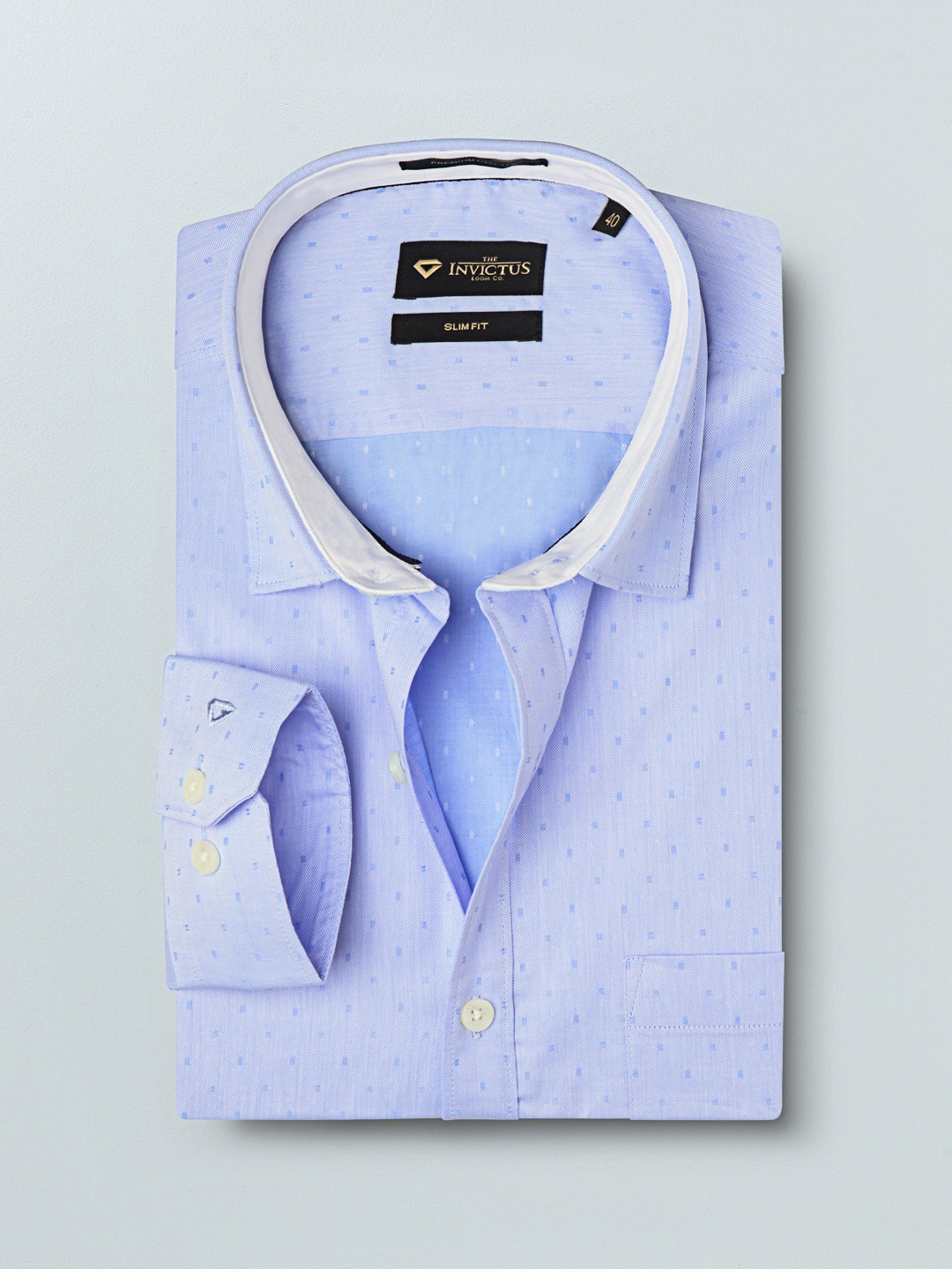 

INVICTUS Men Blue Slim Fit Self Design Sustainable Formal Shirt