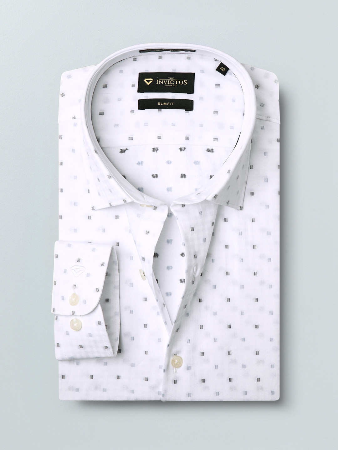 

INVICTUS Men White & Grey Slim Fit Self Design Formal Shirt