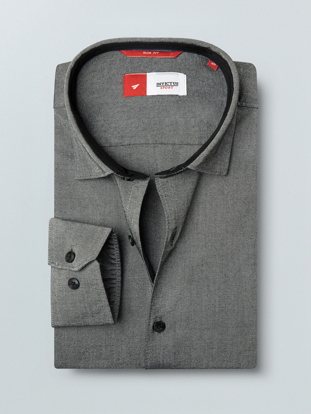 

INVICTUS Men Grey Slim Fit Solid Sustainable Casual Shirt