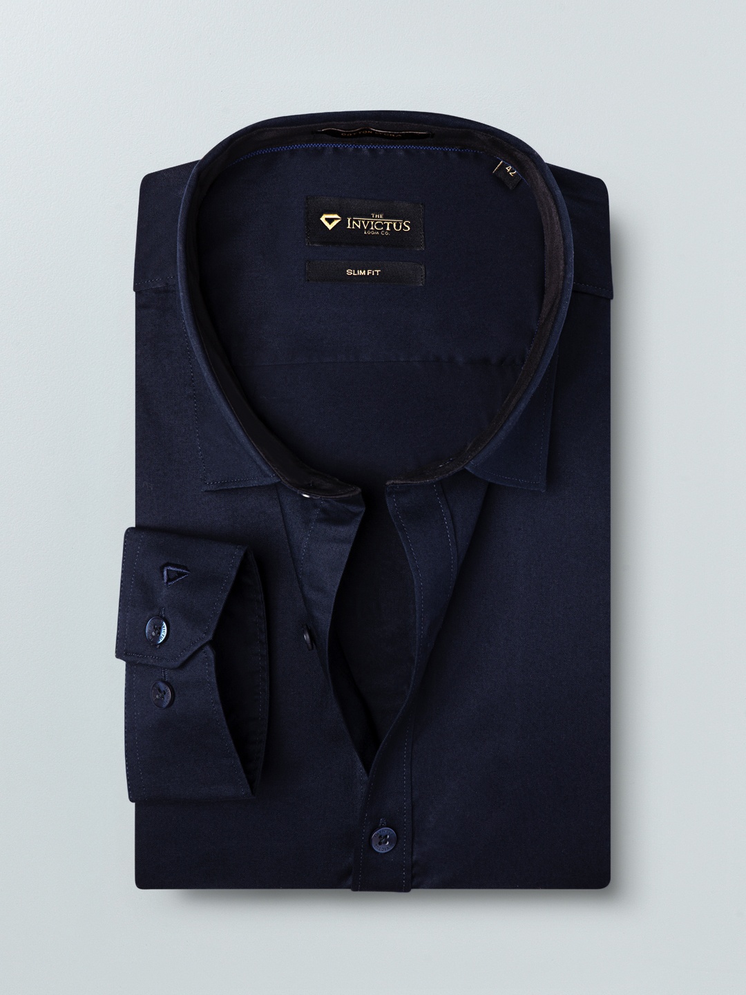 

INVICTUS Men Navy Blue Slim Fit Solid Stretch Formal Shirt