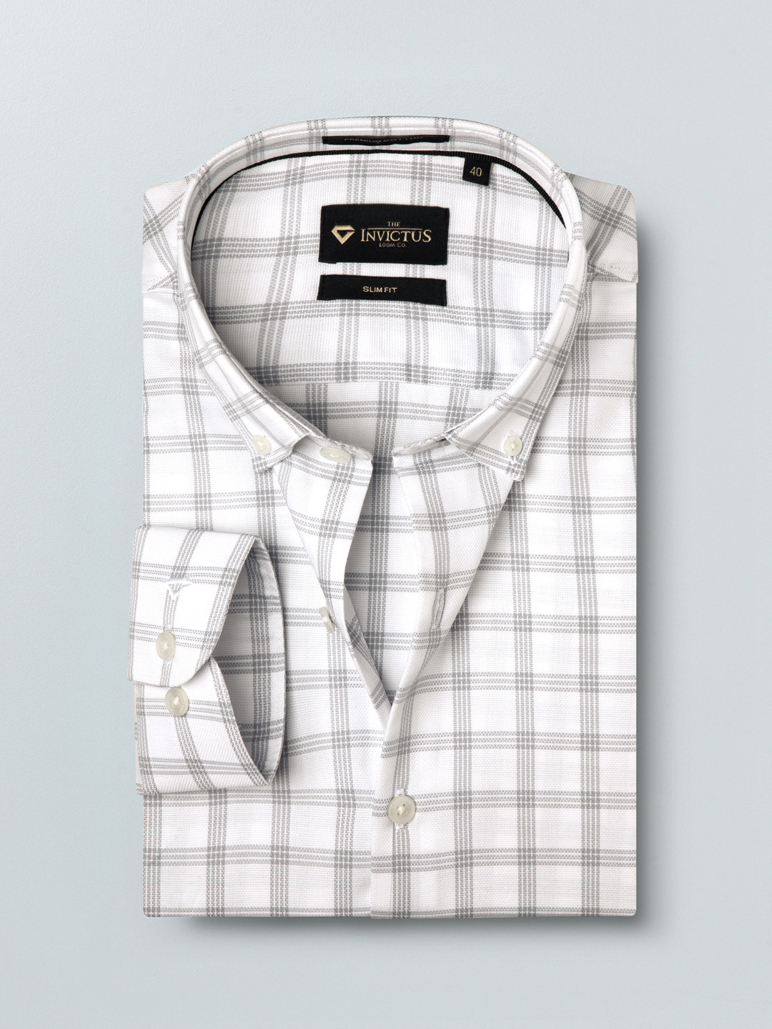 

INVICTUS Men White & Grey Slim Fit Self Design Formal Shirt