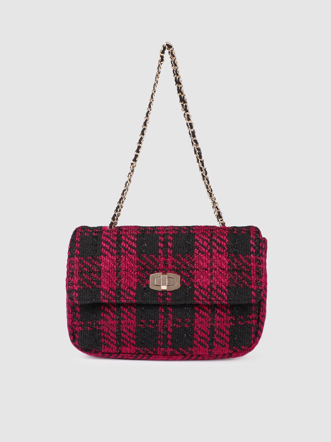 

Accessorize Pink & Black Self Design Sling Bag